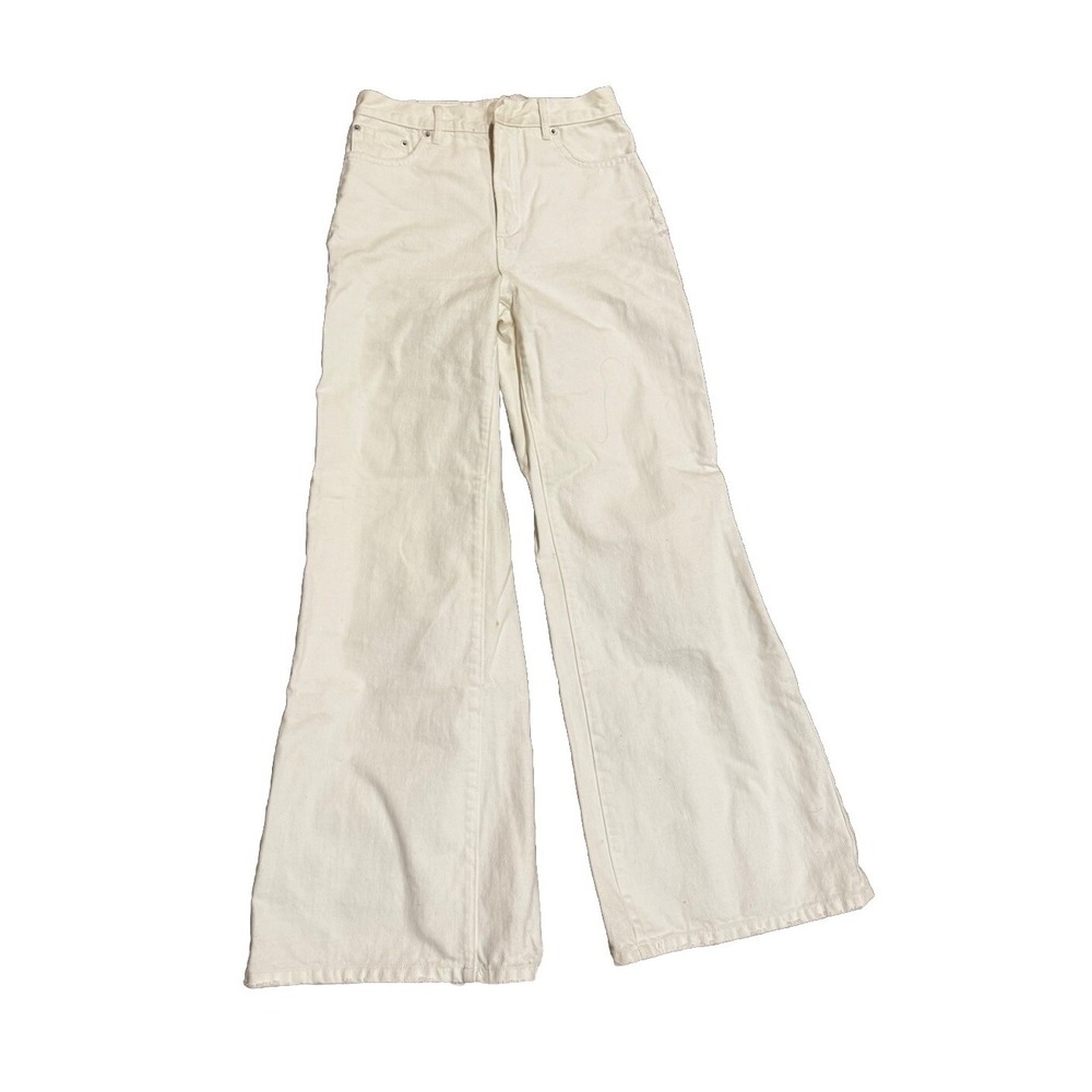 Christian Dior Womens Cotton Wide Leg Off White High Rise Denim Jeans 42 6 AUTH